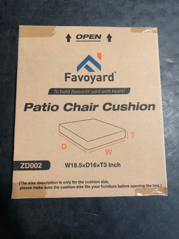 Photo 1 of Favoyard Patio Chair Cushions 18.5 x 16 x 3 Inch Waterproof Outdoor Seat Cushions for Patio Furniture 3-Year Color Fastness Garden Sofa Couch Chair Pads with Handle & Adjustable Straps Set of 2, Beige