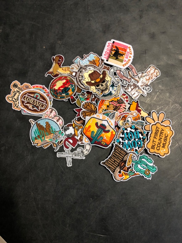 Photo 1 of Wavwavw 50 Pcs Western Cowboy Iron on Patches Retro Cowboy Cowgirls Embroidered Patch for Sew on Costume Hat Clothes DIY