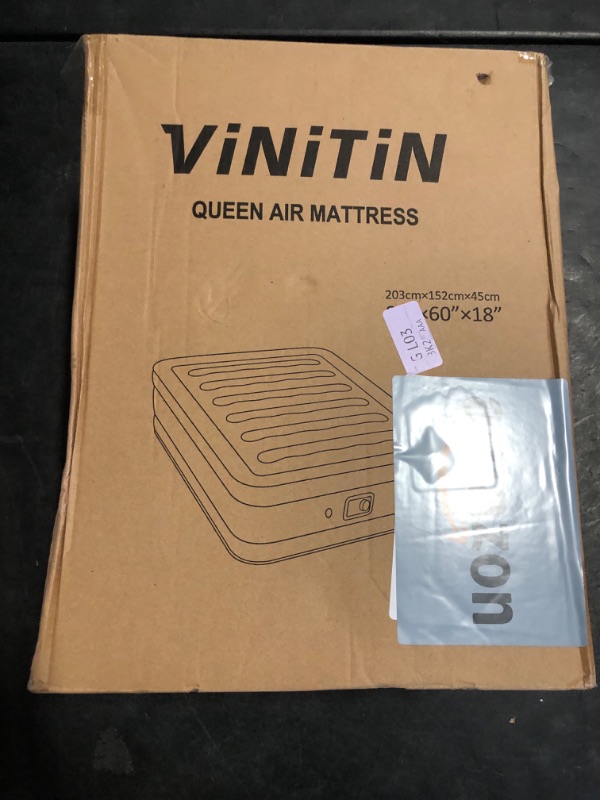 Photo 1 of Vinitin Air Mattress Queen with Built in Pump, 18" Elevated Inflatable Blow Up Mattress with Self-Inflation/Deflation, Soft Flocked Top Air Bed for Guest, Home,Camping, 80x60x18in, Max 660lb, Black