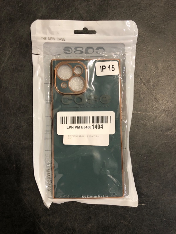Photo 1 of IAIYOXI Case for iPhone 15 - Rectangle Design, Full Camera Protection, Cute Heart Pattern, Electroplated Reinforced Corners, Shockproof Edge Bumper,Compatible with iPhone 15,Blue Gray