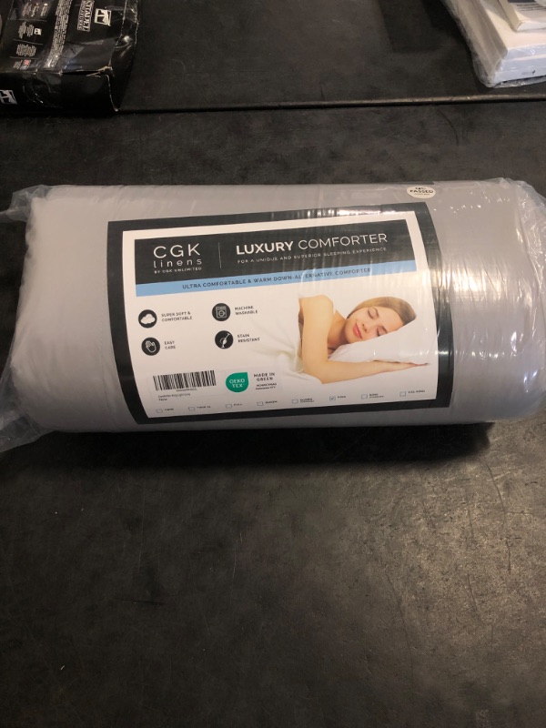 Photo 1 of King Size, Light Gray Alternative Down Comforter - Warm, Lightweight, Luxury and Breathable Hotel Quality Bedding Set - All Season Fluffy and Cozy Oversized Cooling Microfiber Duvet Insert Comforter