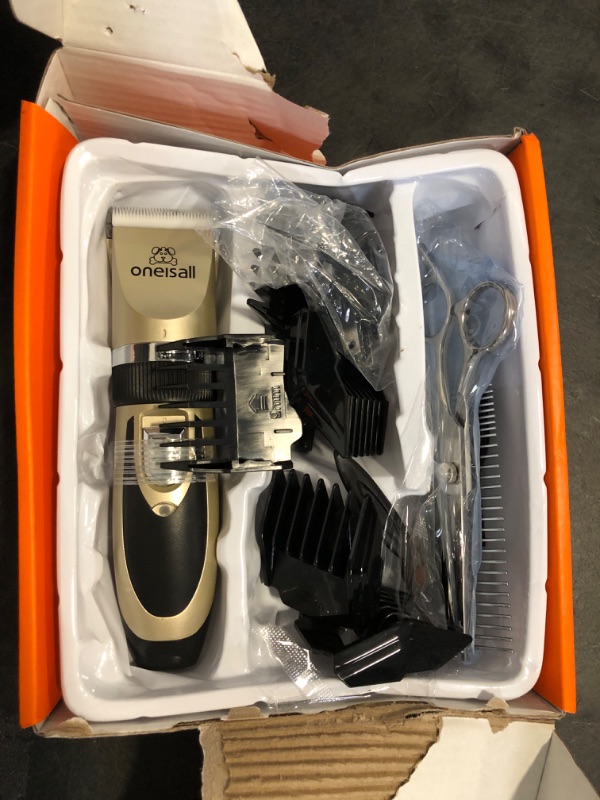 Photo 1 of oneisall Dog Clipper Low Noise, Dog Grooming Kit with Rechargeable, Dog Shaver Cordless Electric Quiet Hair Clipper Set for Dog Cats Pets?Gold?
