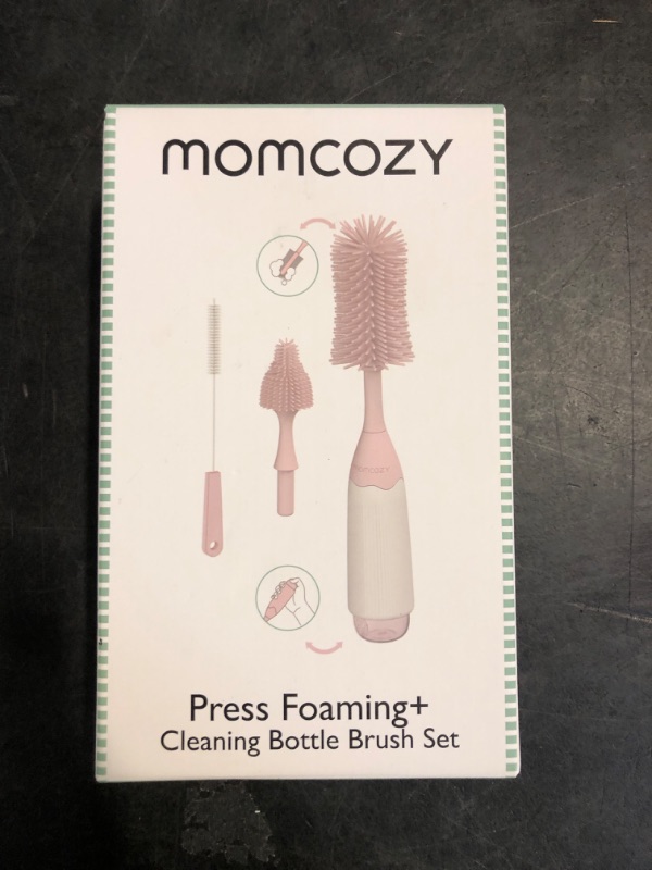 Photo 1 of Momcozy Bottle Brush Kit, Innovative Push-Press Design for Better Cleaning - Baby Bottle Cleaner Brush for Baby Bottle, Breast Pumps, Nipples, and More - Can Generate Foam for Better Cleaning, Pink
