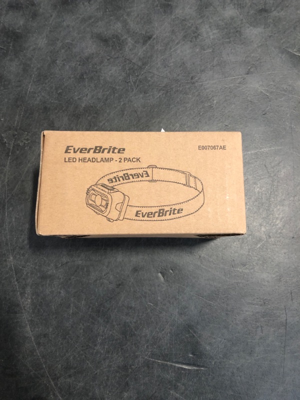 Photo 1 of EverBrite LED Headlamp, 4 Lighting Modes, Pivoting Head with Adjustable Headband, IPX4 Water Resistant Perfect for Running, Camping and Hiking, 3 AAA Battery Powered(2 Pack)