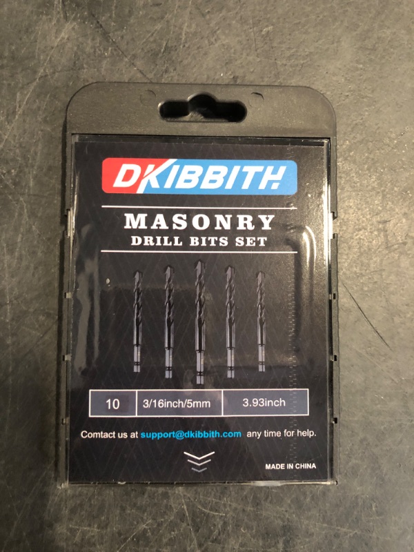 Photo 1 of 10-Piece 3/16” Masonry Drill Bits for Concrete Tiles Stone, 3/16 Inch Carbide Concrete Drill Bit Set for Glass Ceramic Cement Brick Soft Metal Plastic Wood, Hex Shank Drill Bit Set Diameter 5mm, Black