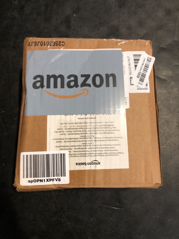 Photo 1 of Amazon Basics Waterproof 18 inch Mattress Protector Queen Size, Breathable, Machine Washable, White