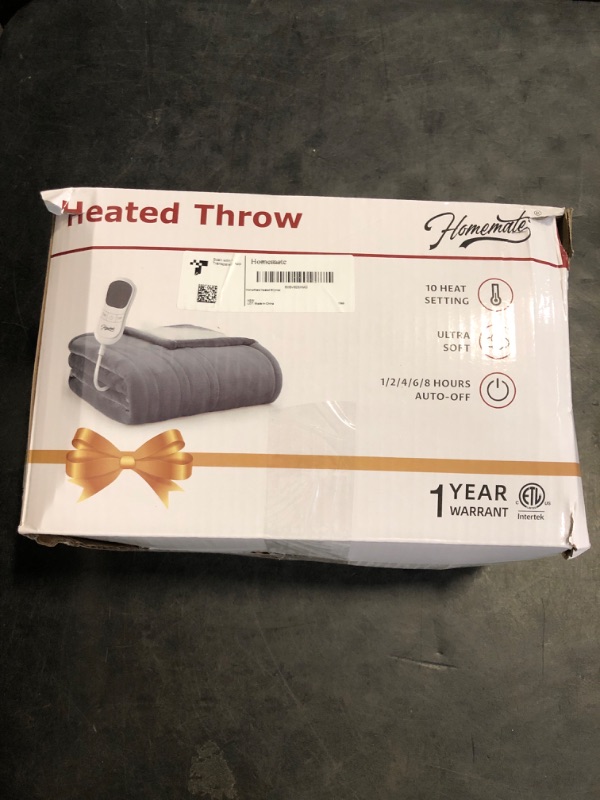 Photo 1 of Homemate Heated Blanket Electric Throw - 50"x60" Heating Blanket Throw 1/2/4/6/8 Hours Auto-Off 10 Heat Level Over-Heat Protection Flannel Sherpa ETL Certification