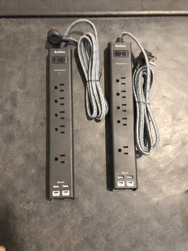 Photo 1 of 2 Pack Power Strip Surge Protector - 6Ft Extension Cord with 5 Widely Outlets 4 USB (2 USB C) Port, 1875W/15A, Wall Mount, Flat Plug, Desk Charging Station for Home Office College Dorm Room Essentials
