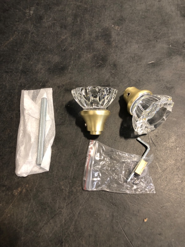 Photo 1 of 1 Pack Glass Door Knobs Interior Mortise Lock Replacement Set with Spindle, Brushed Gold Crystal Door Knobs for Replacing Broken Old Antique Lock Sets on Interior Door, Satin Brass Finish