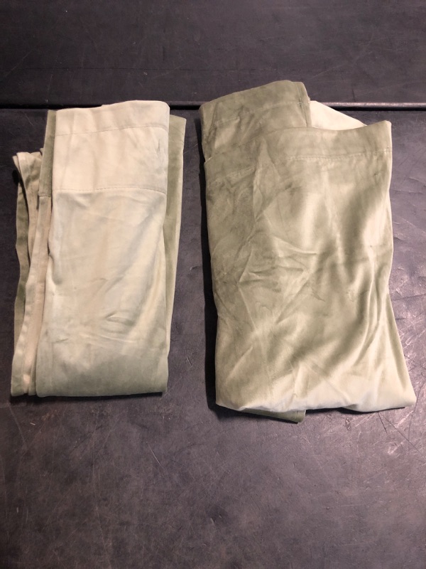 Photo 1 of NICETOWN Sage Green Velvet Curtains 54 inches Long 2 Panels for Small Window, Elegant and Sleek Velvet Drapes for Cinema, Hall, Theatre (42-inch Wide)