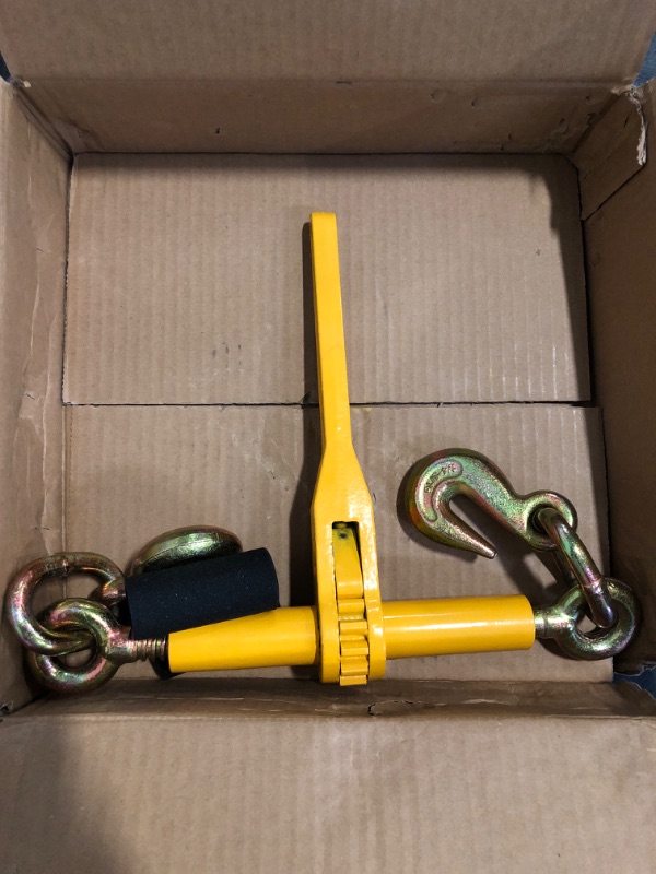 Photo 1 of Lechansen Chain Binders with 2 Grab Hooks, G80 1/4in-5/16in Heavy Duty Ratchet Binders, Tie Downs for Grade 80 Transport Chain, 2,200lbs Safe Working Load for Material Handling, Hauling, Towing