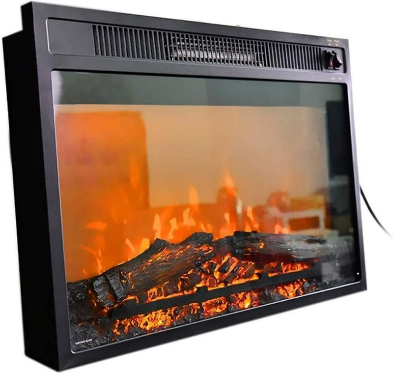 Photo 1 of Fireplace Electric Fire Surround Electric Fireplace Heater Remote Control Wall Recessed Mounted 750/1500W Heater Flat Glass