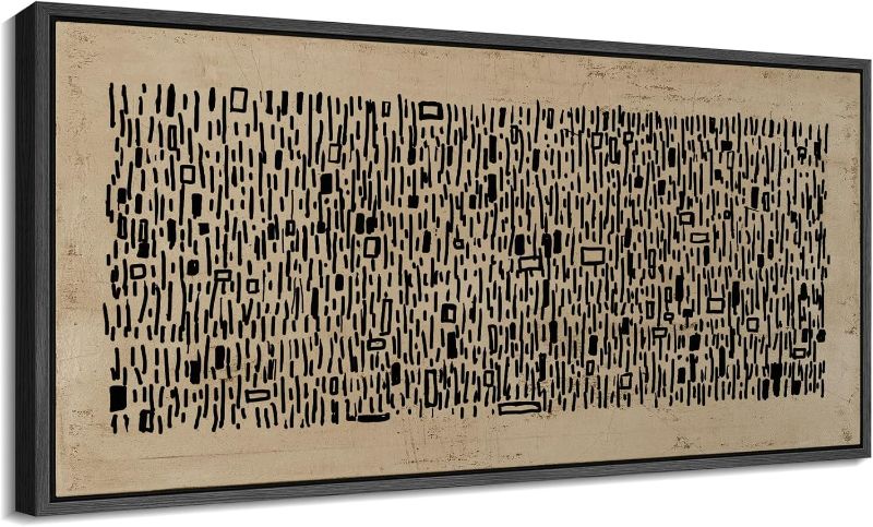 Photo 1 of SIGNFORD Extra Large Framed Canvas Abstract Black Pattern Illustrations Modern Art Calm Warm for Living Room, Bedroom, Office - 60"x30"