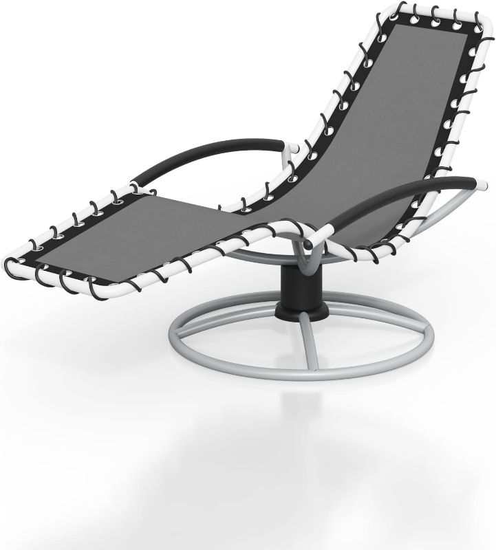 Photo 1 of Patio Chaise Lounge - 360°Rotating Basic, Outdoor Pool Reclining Backrest Lounge Chair Beach Sunbathing Lawn Lounger Recliner Chair, Tanning Chairs with Arm for All Weather, Poolside, Balcony,Backyard