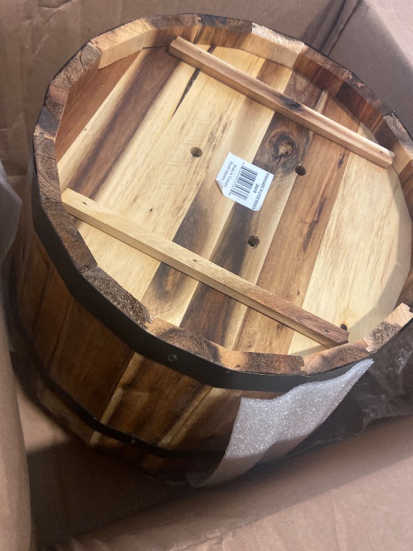 Photo 1 of  2 Classic Home & Garden 16" Whiskey Barrel Planter, Acacia