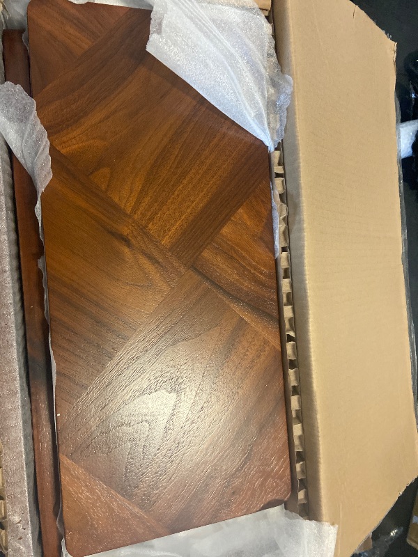 Photo 1 of Rum Solid Acacia Wood Nightstand, Mid-Century Art Deco Bedside Table with Drawer & Open Shelf, Handcrafted Wood Grain End Table, Scratch & Water-Resistant, Durable & Easy Assembly, Walnut