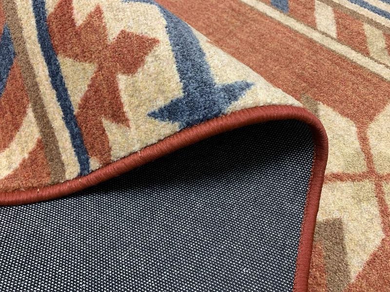 Photo 1 of Nevita Collection Southwestern Native American Design Area Rug Southwest Design Rugs Geometric South West Pattern (Orange (Terra) Blue Beige Red, 5'3" x 7'1")