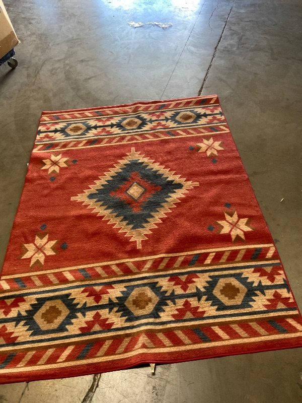 Photo 1 of Nevita Collection Southwestern Native American Design Area Rug Rugs Geometric (Orange (Terra), 3 x 3)