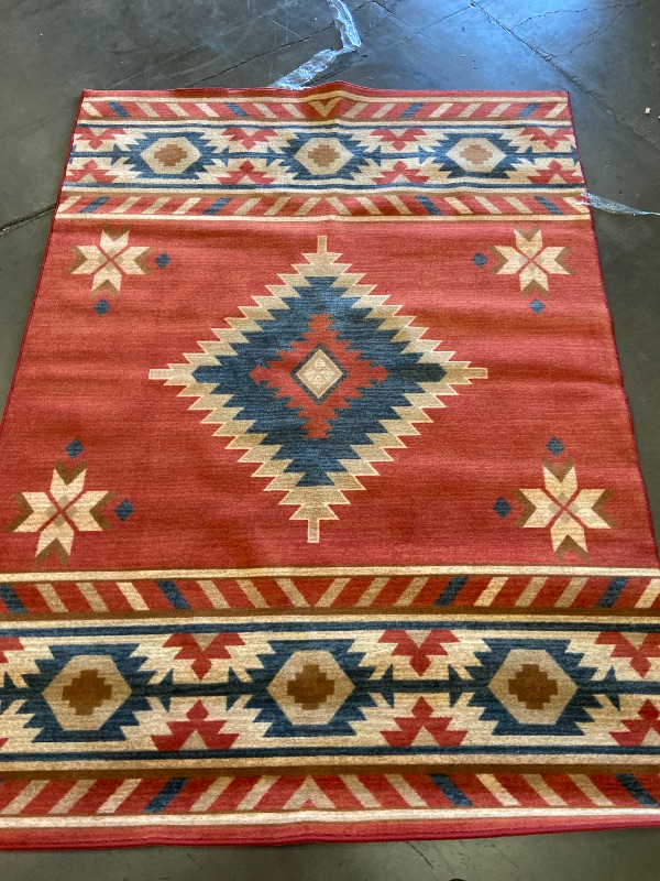 Photo 1 of Nevita Collection Southwestern Native American Design Area Rug Rugs Geometric (Orange (Terra), 3 x 3)