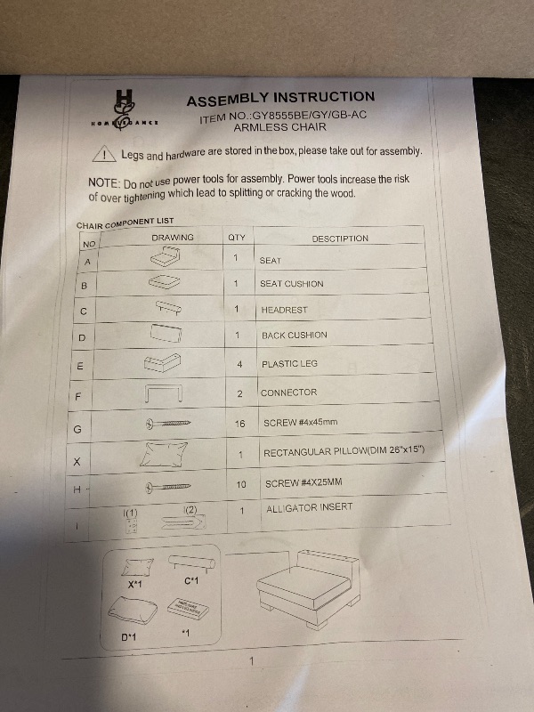 Photo 1 of 1 Mid Section Seat & Cushion set for Sectional GY8555BE/GY/GB-AC. - Sofa it Connects to Brinsley 6 Piece 180" Modern Corduroy Track Arm Modular Sectional Sofa