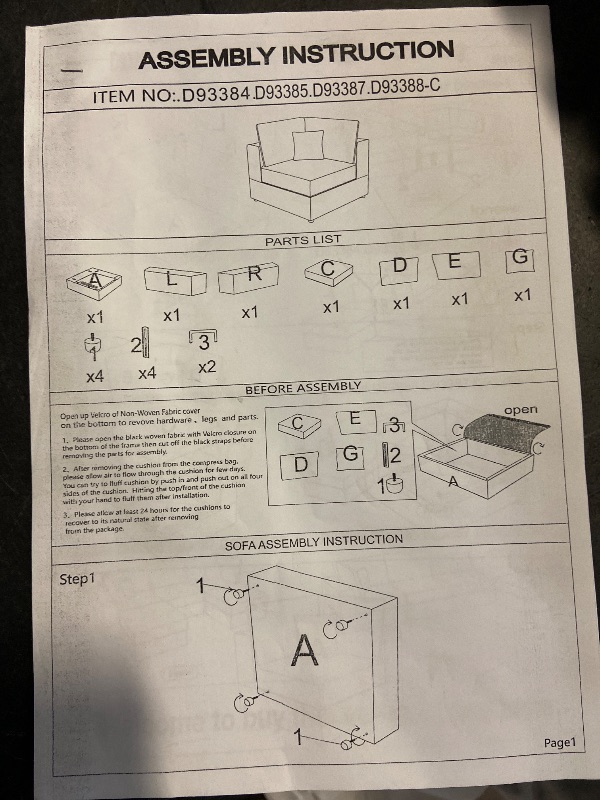 Photo 1 of *Box 1 of 6 Corner Piece D93385-C* Austin Sectional