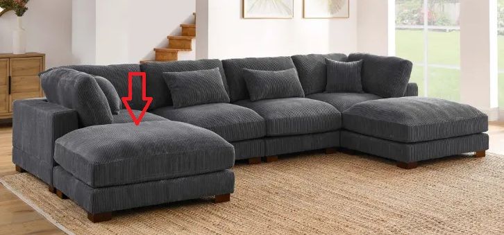 Photo 1 of (Box 1 of 6, D94083-O Gray Ottoman) Andreco 6 - Piece Corduroy Sectional
