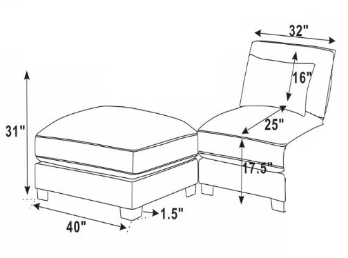 Photo 1 of Gray Armless Chair Base & Cushions With Ottoman - Can Combine With Andreco 6 - Piece Corduroy Sectional