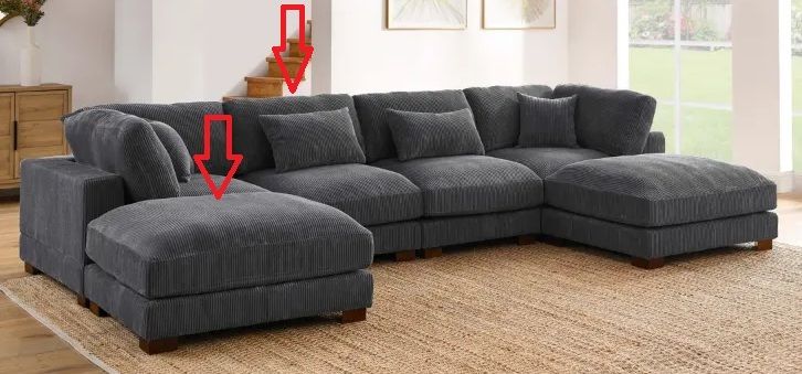 Photo 1 of Gray Armless Chair Base & Cushions With Ottoman - Can Combine With Andreco 6 - Piece Corduroy Sectional