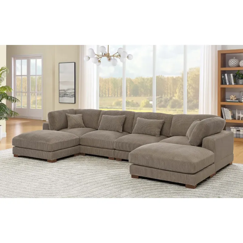 Photo 1 of Replacement Back Support to Caoimh 5 - Piece Camel Corduroy Sectional Size 69" L 16"H 6 5" W