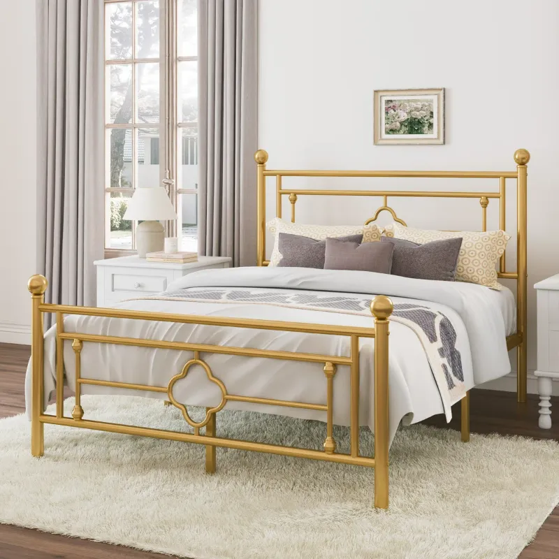 Photo 1 of Twin Ajayceon Metal Platform Bed Frame With Vintage-Style Headboard And Footboard
