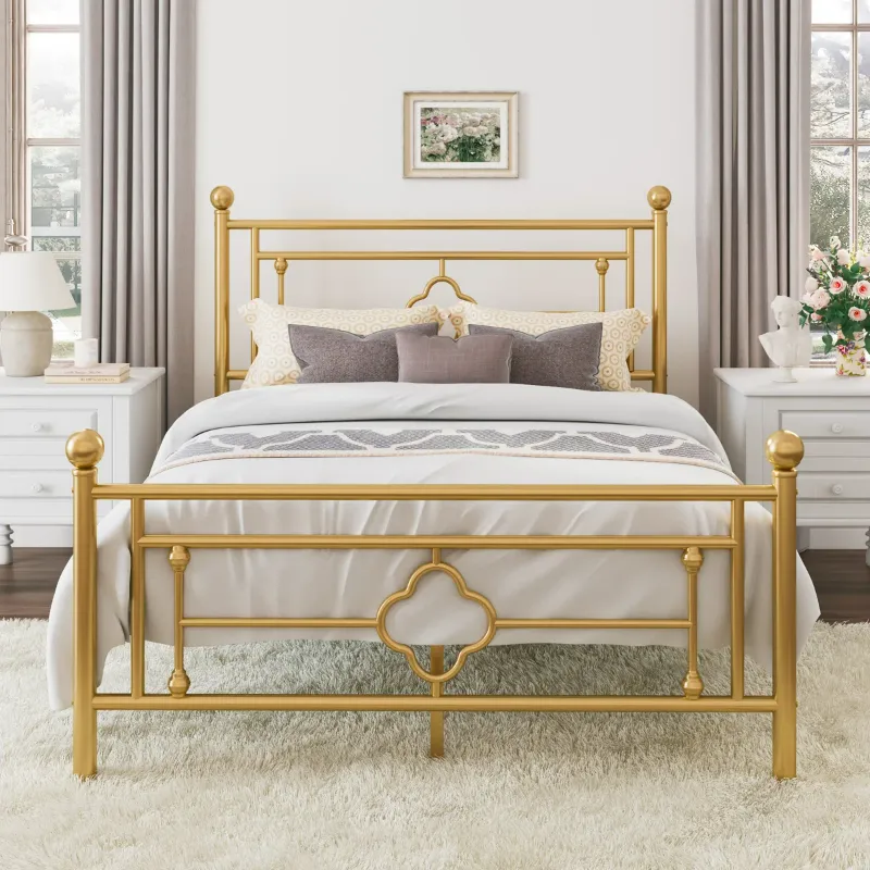 Photo 1 of Twin Ajayceon Metal Platform Bed Frame With Vintage-Style Headboard And Footboard