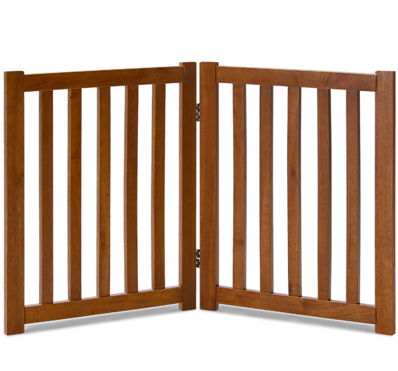 Photo 1 of Lzrs Solid Hardwood Freestanding Pet Gate,Wooden Dog Gates For Doorways,Nature Wood Dog