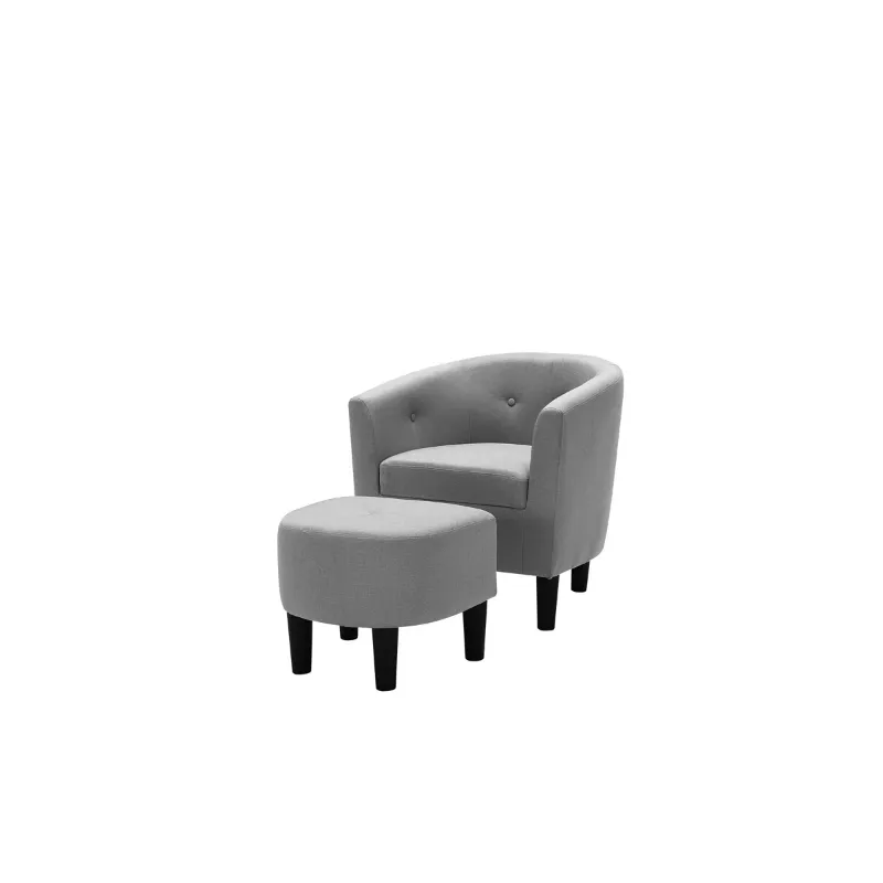 Photo 1 of Daugirdas Upholstered Barrel Chair with Ottoman Light Gray
