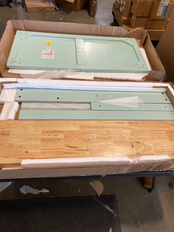 Photo 1 of Mint Green Yocelin Kitchen Cart with Drop-Leaf Countertop, Kitchen Island on 4 Wheels with 2 Drawers
