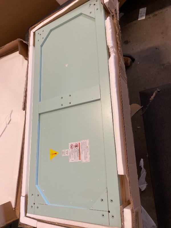 Photo 1 of Mint Green Yocelin Kitchen Cart with Drop-Leaf Countertop, Kitchen Island on 4 Wheels with 2 Drawers
