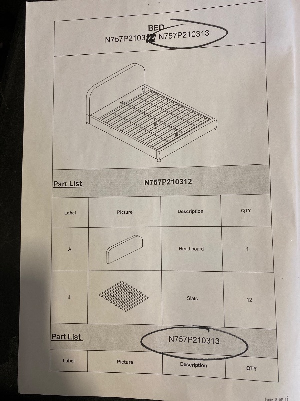 Photo 1 of Box 2 of 2 - Frame Only To a  Issabell Upholstered Platform Bed With Wood Slats