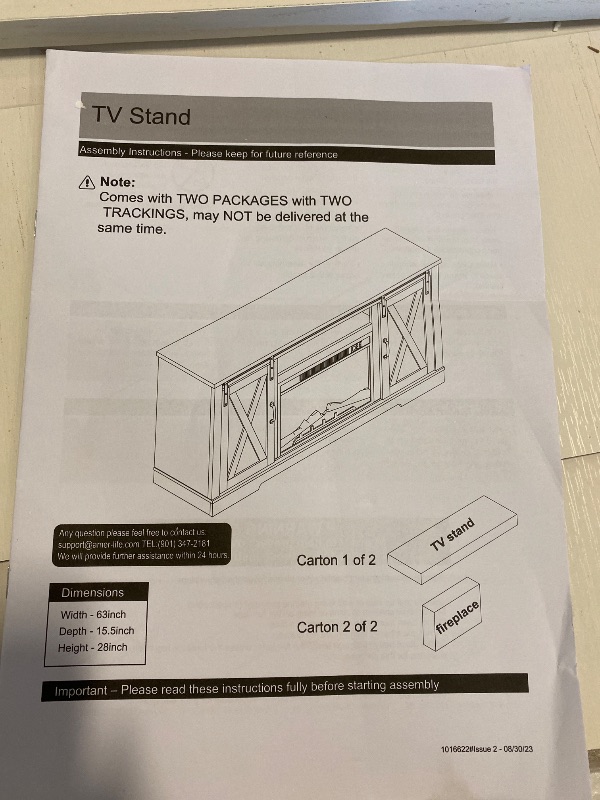 Photo 1 of (Carton 1 of 2*TV Stand) Keating 63-inch Fireplace TV Stand