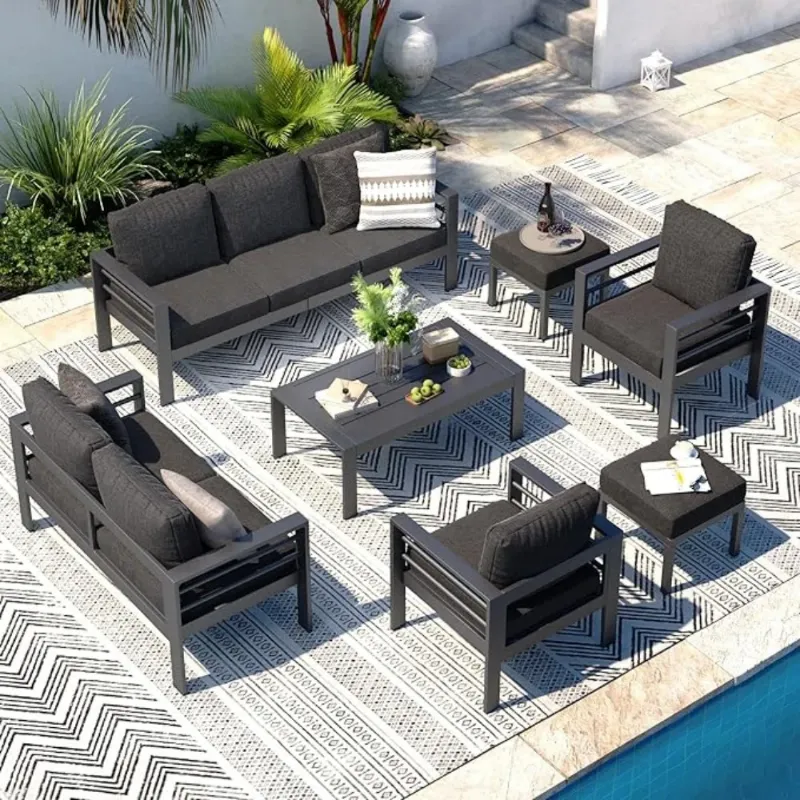 Photo 1 of Charlsa Love Seat Section (2pc Bench) Patio Conversation Set with Cushions
