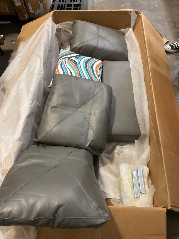 Photo 1 of 3 Seat Panel Couch Can Connect To Starhome L Shaped Gray Couch with Ottoman Faux Leather