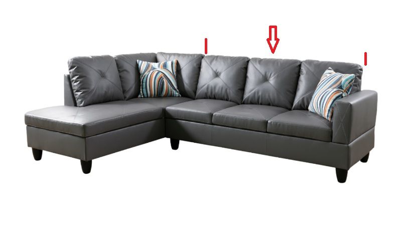 Photo 1 of 3 Seat Panel Couch Can Connect To Starhome L Shaped Gray Couch with Ottoman Faux Leather