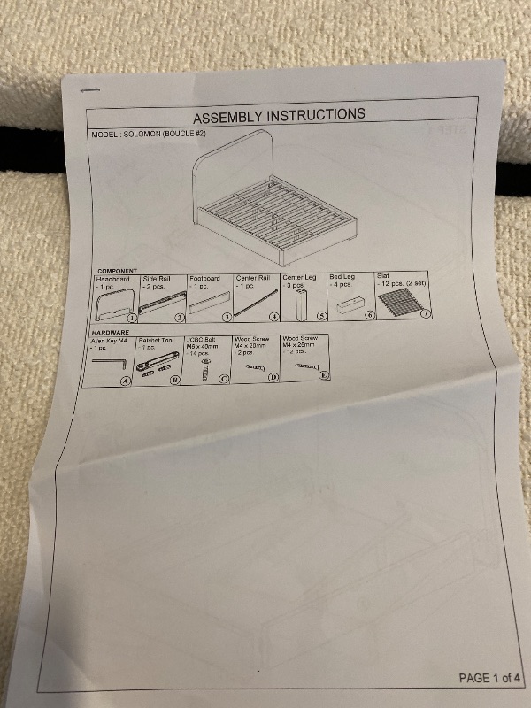 Photo 1 of Box 2 of 2 Frame Pieces & Internal Slates To a Reigen Boucle Platform Bed