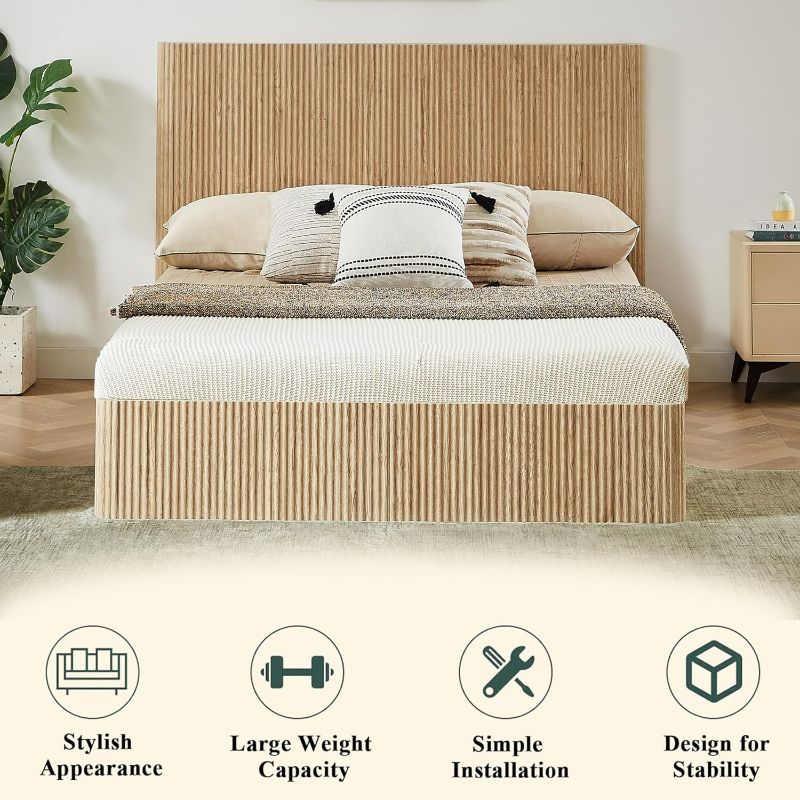 Photo 1 of Lift Up Storage Bed Frame Wooden corrugated curved lines No Box Spring Needed
