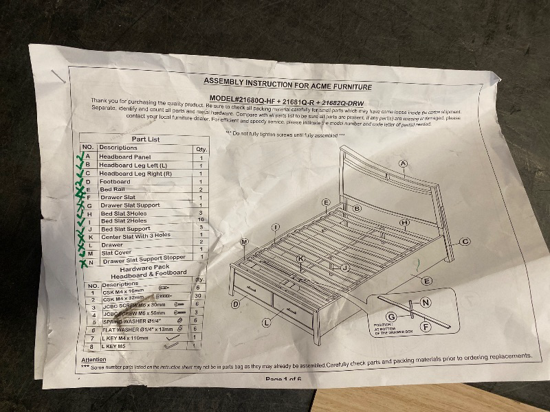 Photo 1 of ( Partial Set, Box 1 of 3, Headboard, Footboard) Mcmaster Platform Storage Bed