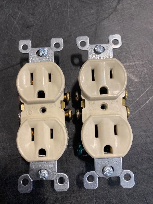Photo 1 of Leviton 15 Amp 125V Duplex Outlet/Receptacle Ivory (2 Pack) 303-5320