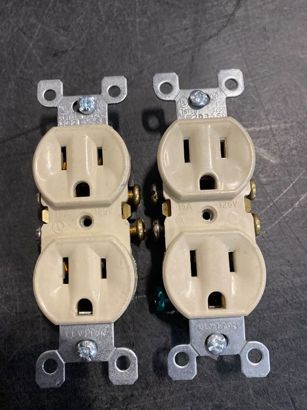 Photo 1 of Leviton 15 Amp 125V Duplex Outlet/Receptacle Ivory (2 Pack) 303-5320