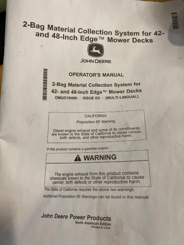 Photo 1 of 48 in. Twin Bagger for 100 Series Tractors , D100, E100, S100