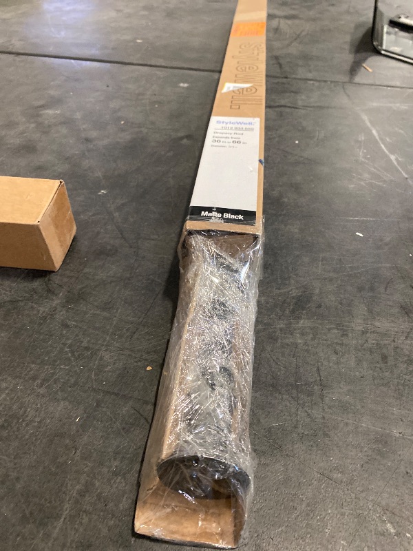 Photo 1 of 36 in. - 66 in. Telescoping 3/4 in. Curtain Rod Kit in Matt Black with Trumpet Finial