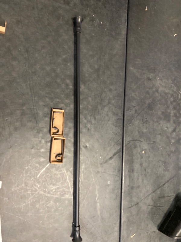 Photo 1 of 36 in. - 66 in. Telescoping 3/4 in. Curtain Rod Kit in Matt Black with Trumpet Finial