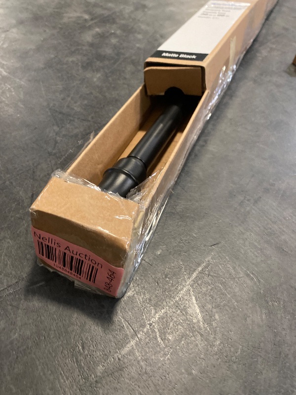 Photo 1 of 36 in. - 66 in. Telescoping 3/4 in. Curtain Rod Kit in Matt Black with Trumpet Finial