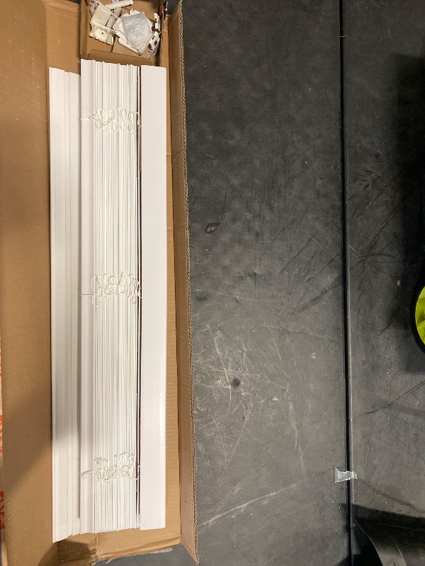 Photo 1 of Size 36 in. W X 48 in. L)White Cordless Faux Wood Blinds for Windows with 2 in. Slats - 36.5 in. W X 48 in.